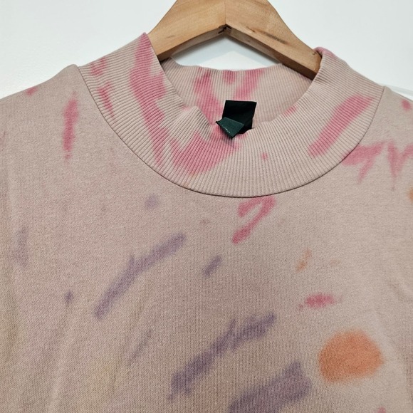 Wild Fable Pink Tie Dye Sweater Dress Size Medium Ruffles Tiered Mock Neck - Picture 3 of 11